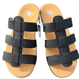 New Waco Revitalign Women's Spartan Slip-On Open Toe Sandals Black Size 9.5D